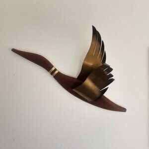 1960's Wood & Metal Duck In Flight Masketeers Wall Hanging. Billington, Virginia